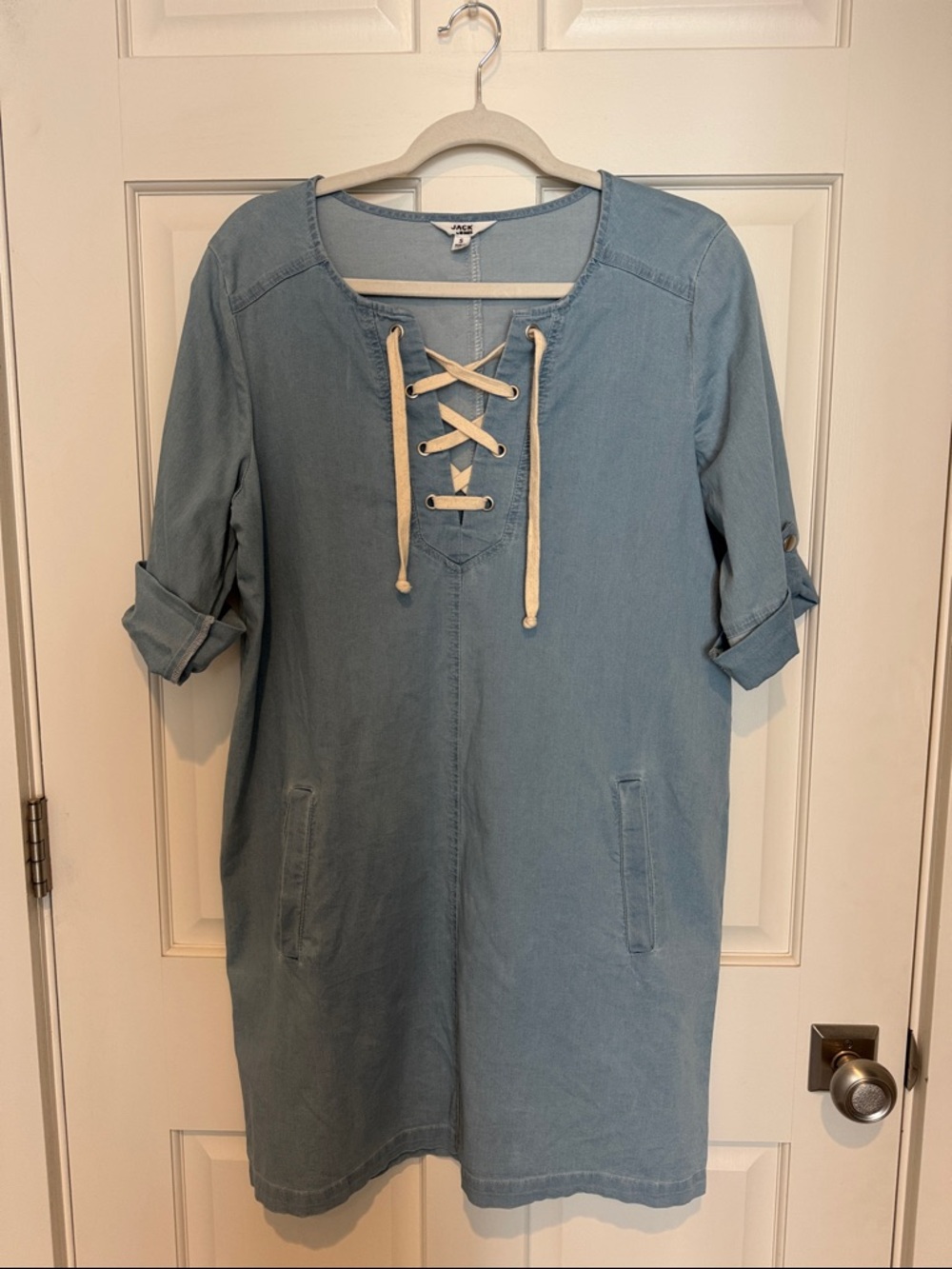 Jack by BB Dakota Light Blue Lace-Up Midi Dress